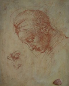 Head in red chalk (after Michelangelo 1512)    